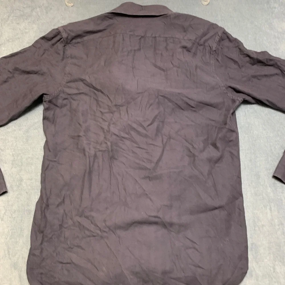 Banana Republic Tailored Slim Fit Shirt Mens Medium Black Herringbone Button Up